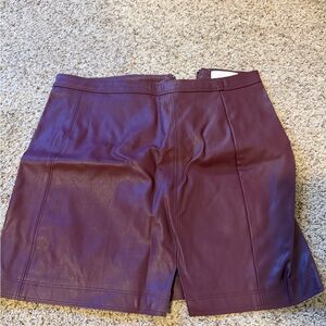 Women's Burgundy Leather Skirt